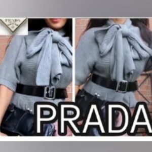 KHAITE-SQUE Charcoal Knit with ATTACHED SCARF